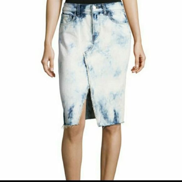 J BRANDTrystan Bleached Denim Midi Skirt with Raw Hem, Elation size 27 - Picture 1 of 13